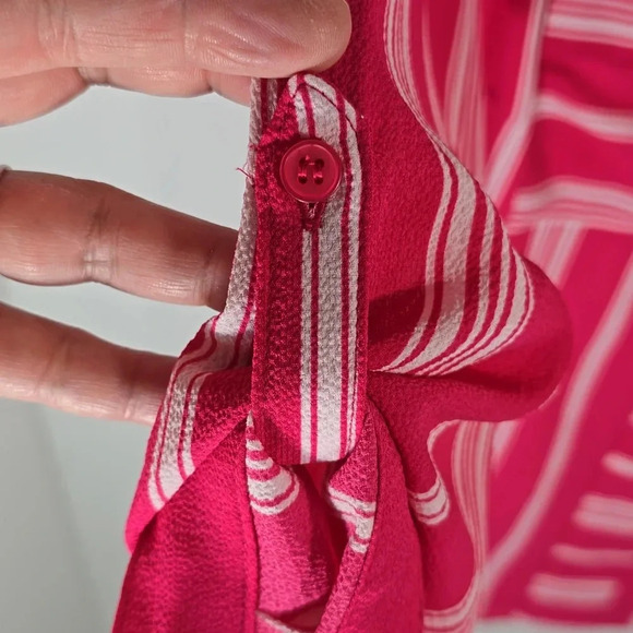 {Studio Works} Womens Pink Striped Roll Tab Long Sleeve Blouse - Size Medium - Picture 4 of 9